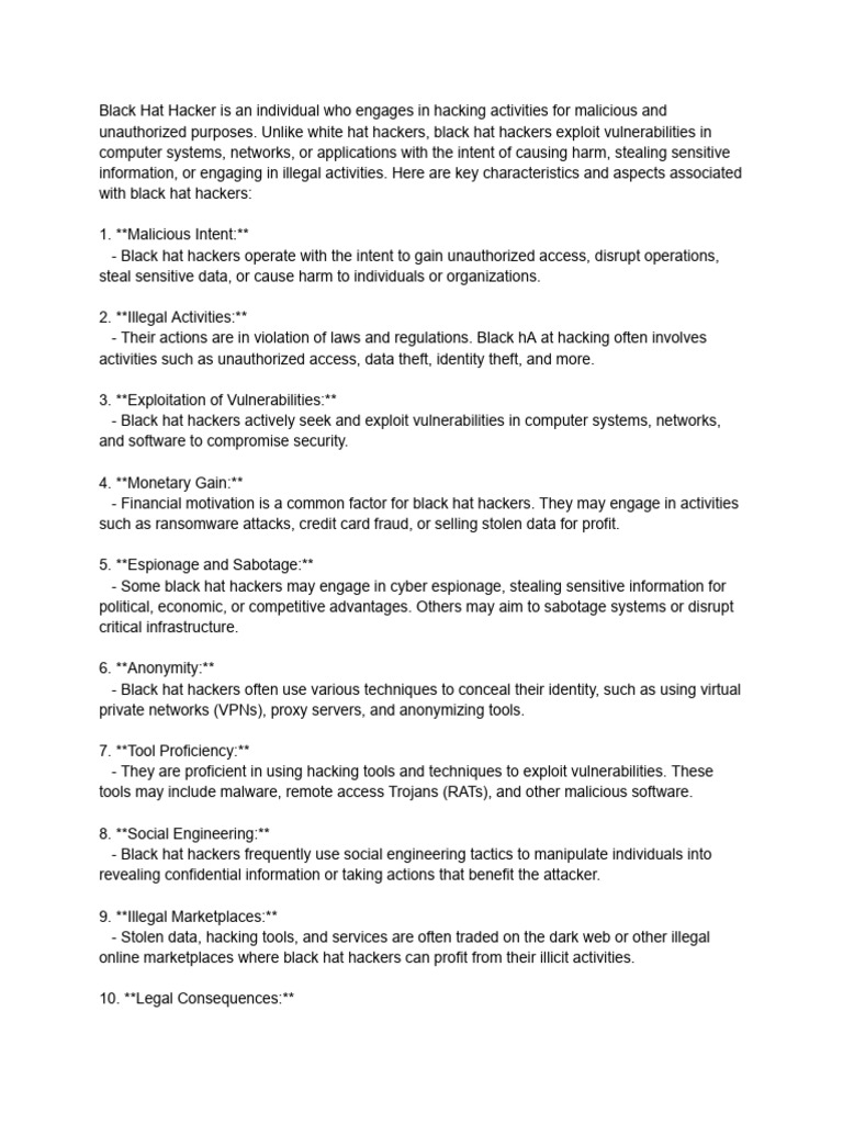 Black Hat Hacker Pdf Cybercrime Malware