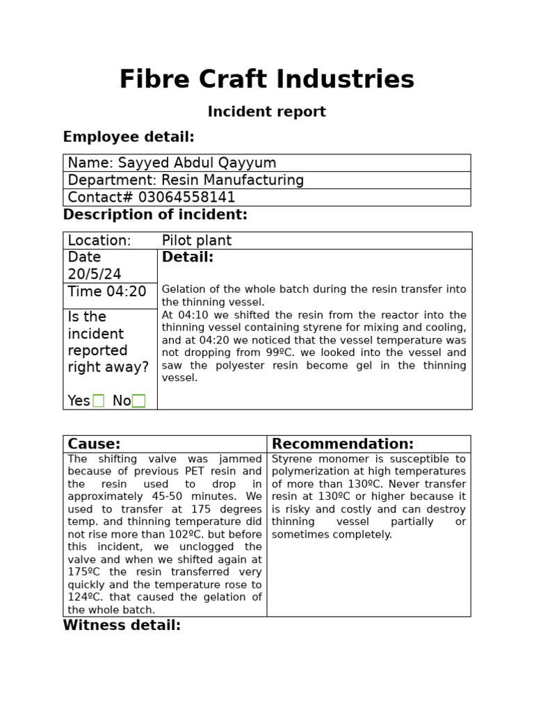 Incident Report Pdf
