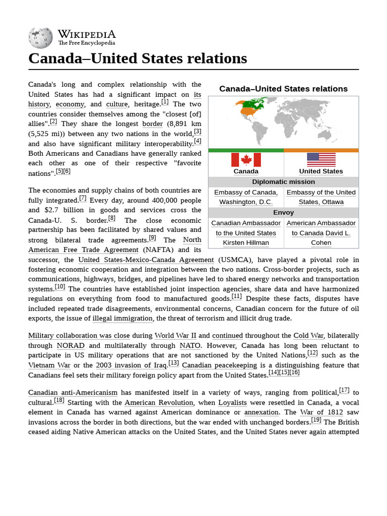 Canada-US Relations Overview | PDF | Loyalist (American Revolution ...