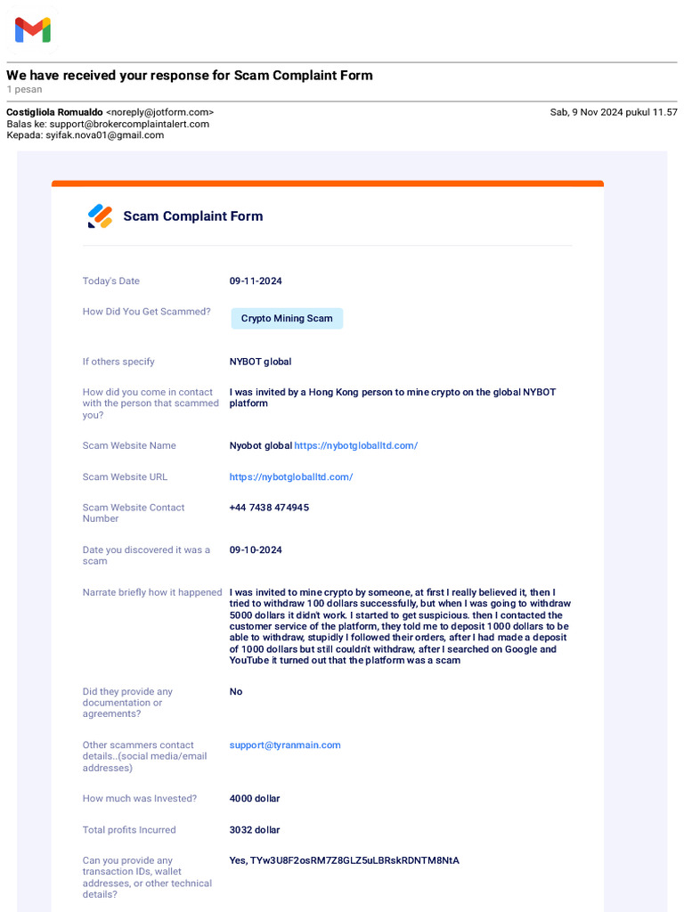 Scam Complaint Form | PDF | Cryptocurrency