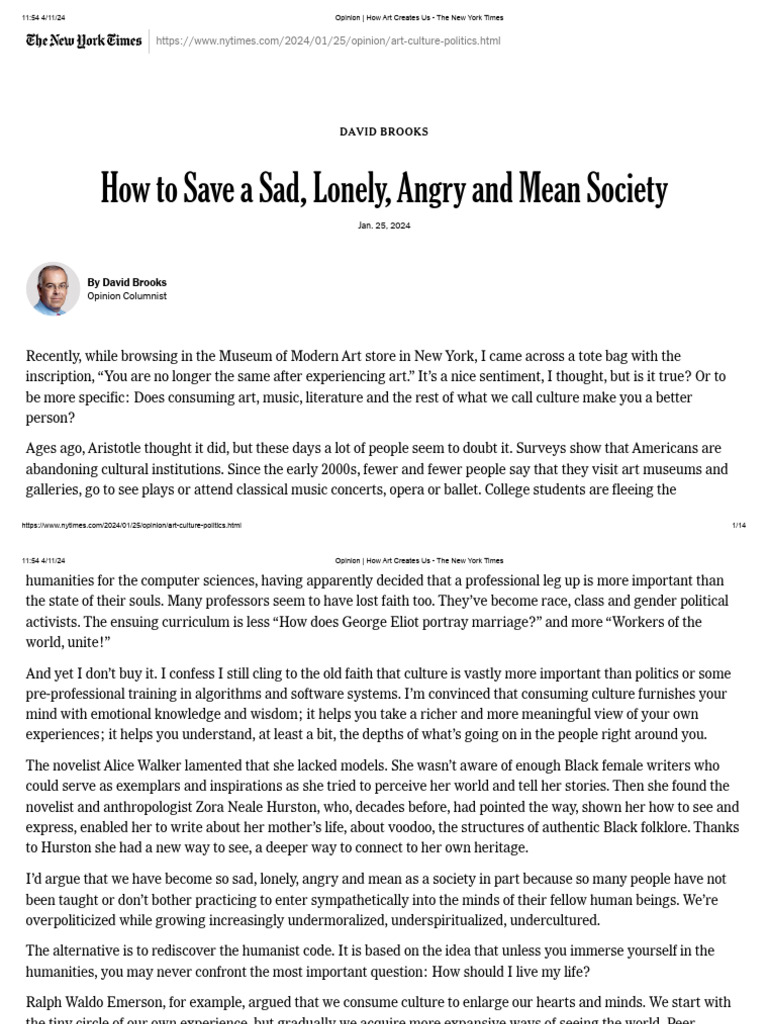 Opinion - How Art Creates Us - The New York Times | PDF