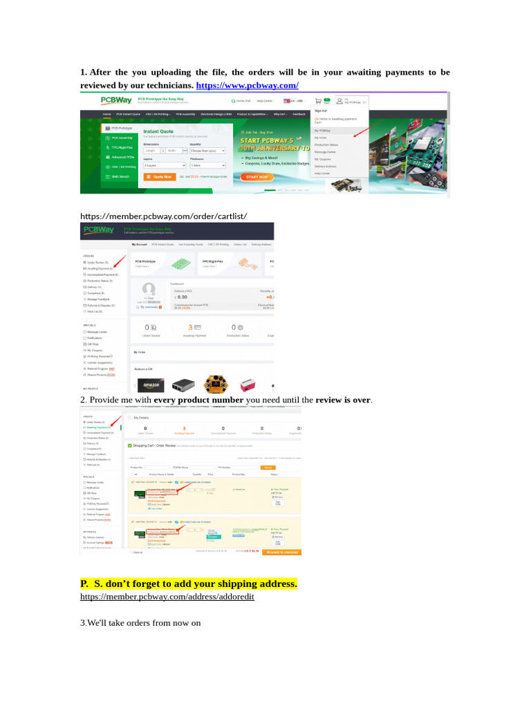 PCBWay Order Submission Process | PDF