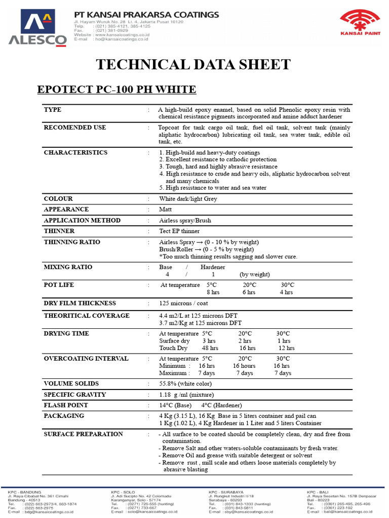 High-Build Epoxy Enamel Data Sheet | PDF | Epoxy | Oil