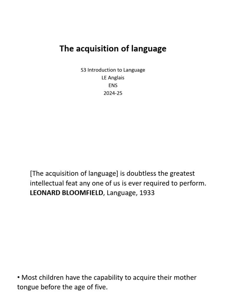 Understanding Language Acquisition in Children | PDF | Behaviorism ...