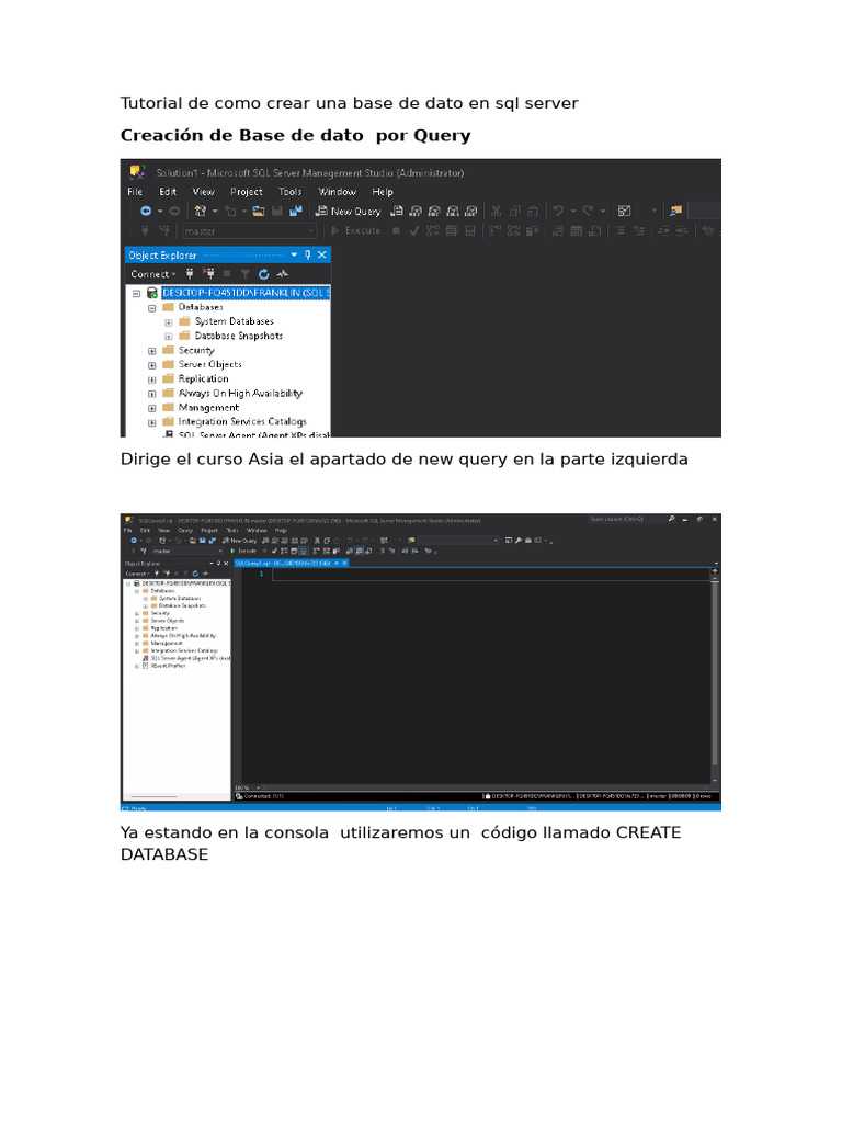 Crear Base de Datos en SQL Server | PDF