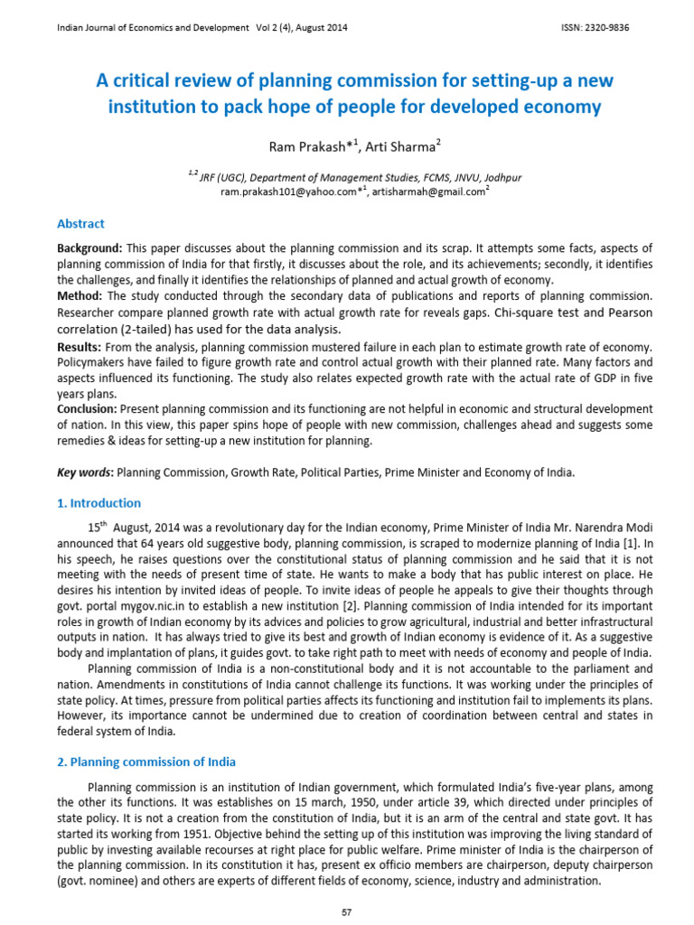 Critique of India's Planning Commission | PDF | Economic Growth | Chi ...