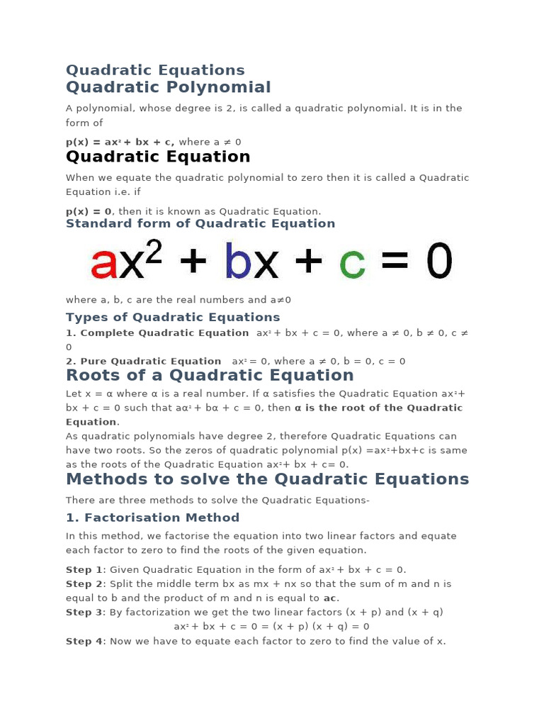 Understanding Quadratic Equations and Roots | PDF | Cartesian ...
