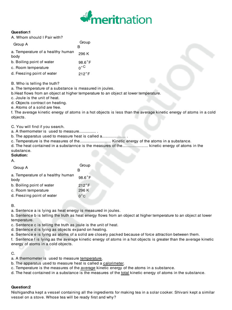 Temperature and Heat Concepts Explained | PDF | Thermal Expansion ...