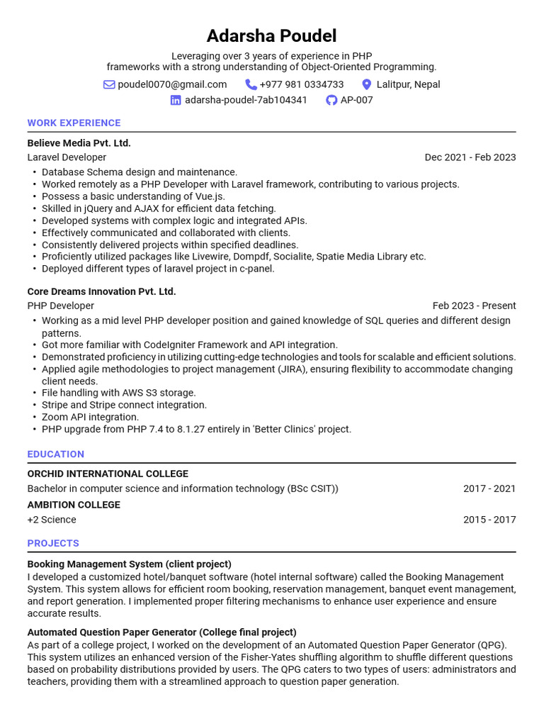 Adarsha poudel resume pdf php websites