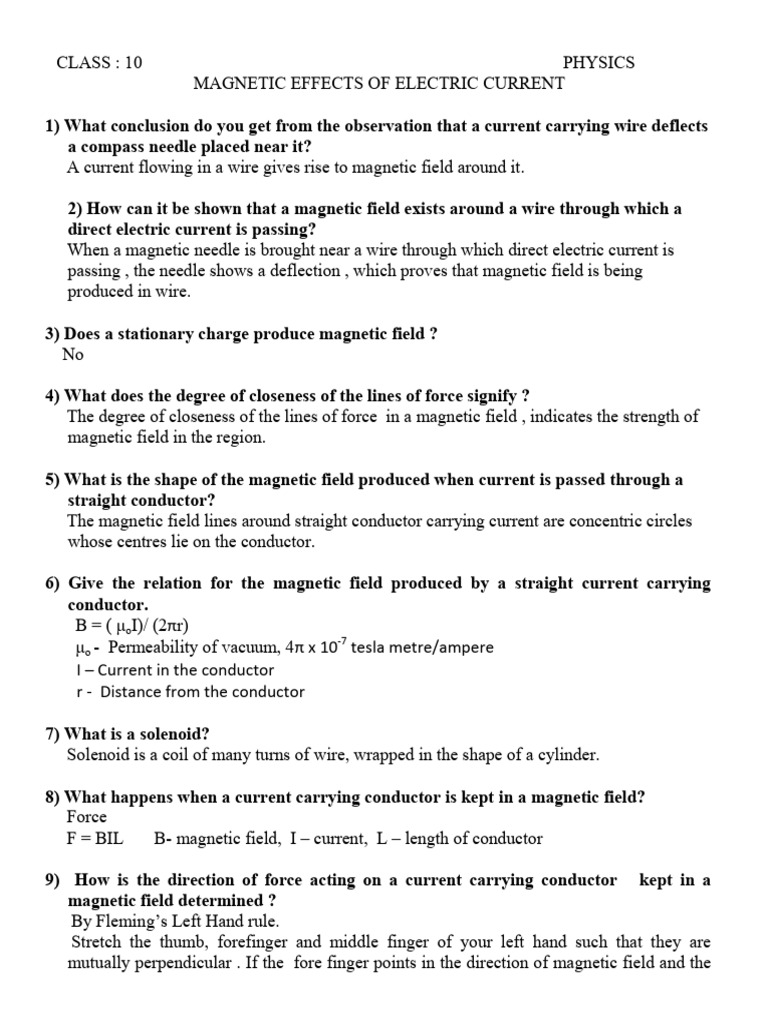 Magnetic Effects of Current - Question and Answer | PDF | Alternating ...