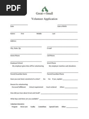 volunteer application
