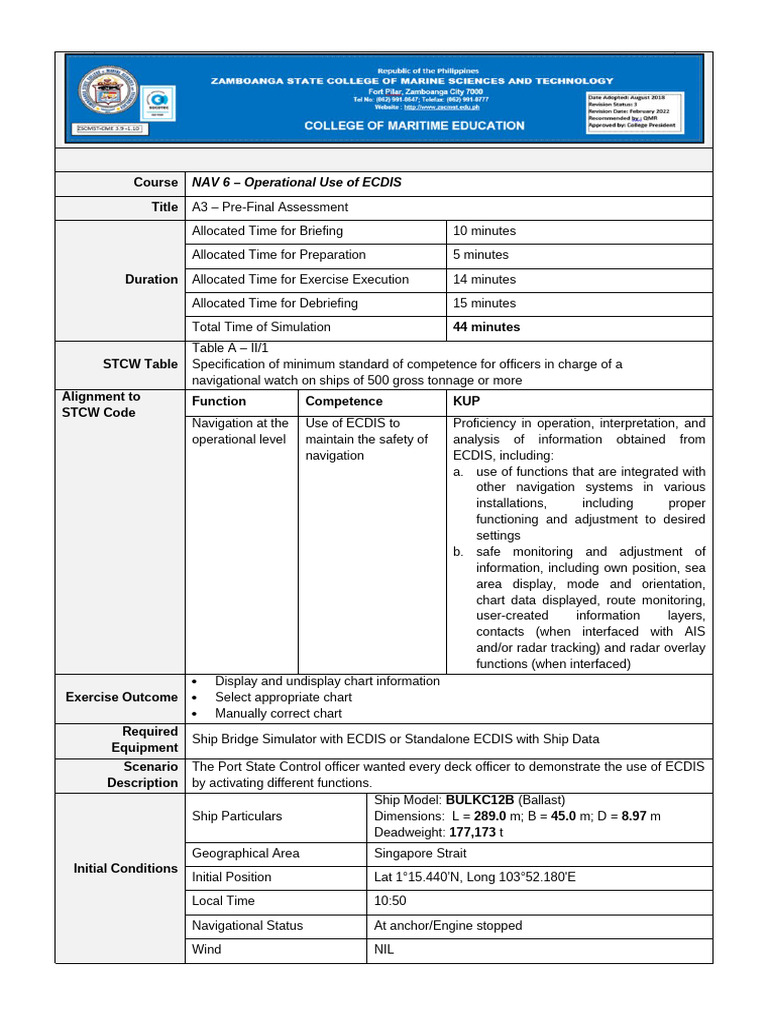 NAV 6 - A3 - Pre-Final Assessment | PDF | Simulation | Navigation