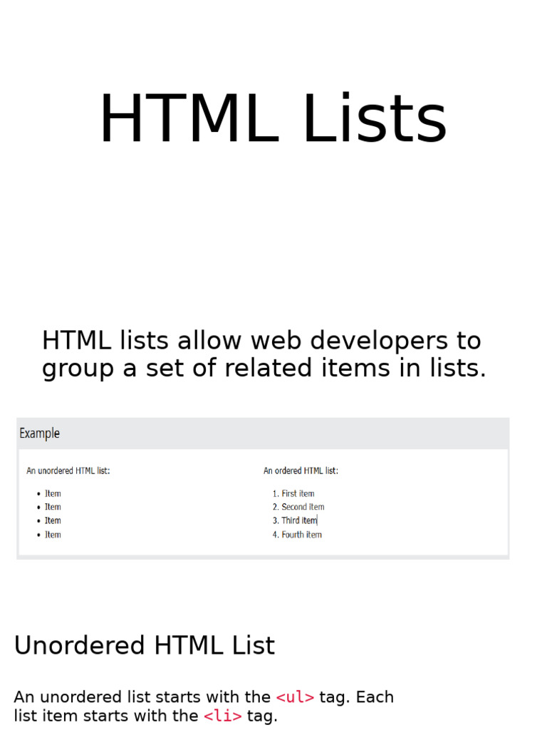 HTML Lists | PDF