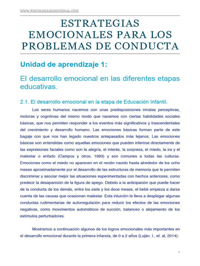 Desarrollo emocional en etapas educativas | PDF | Las emociones ...