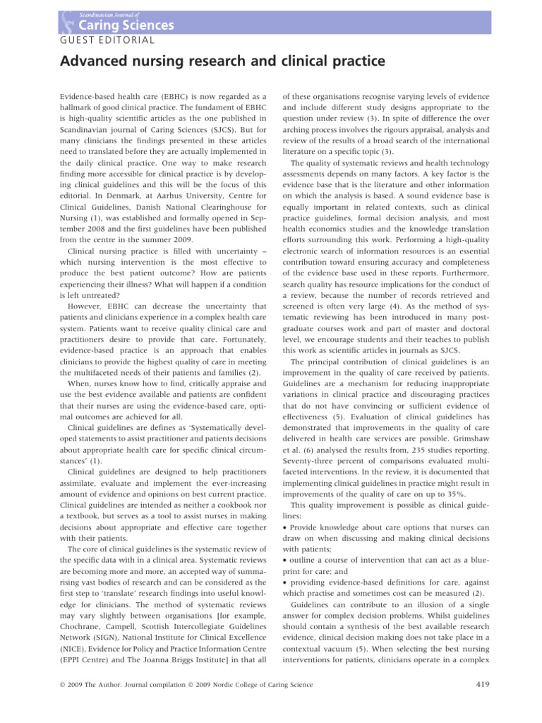 Advanced Nursing Research and Clinical P | PDF | Evidence Based ...