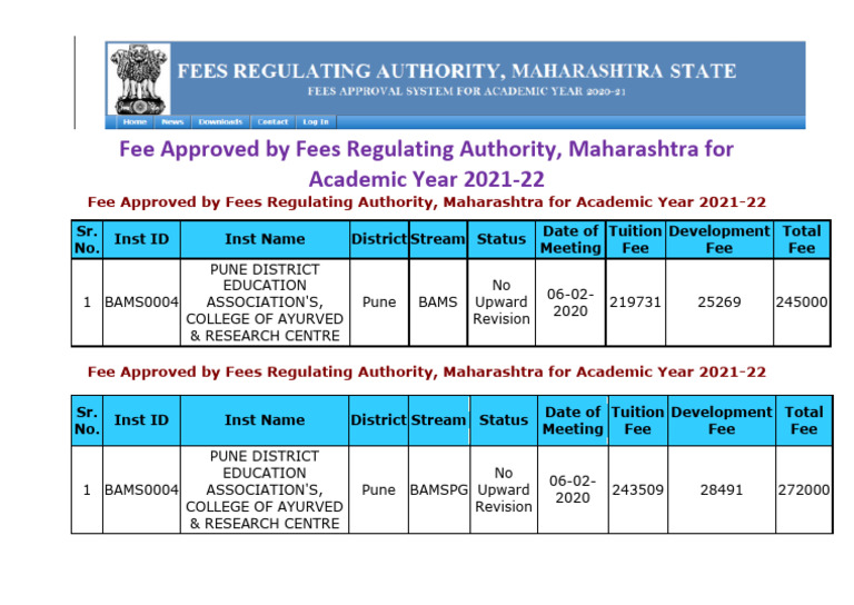 Approved+Fee+2021 22+ (Bams+&+Md+Ms) | PDF