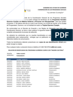 Padrón Guerrero Cumple Región Tierra Caliente, Municipio de Pungarabato