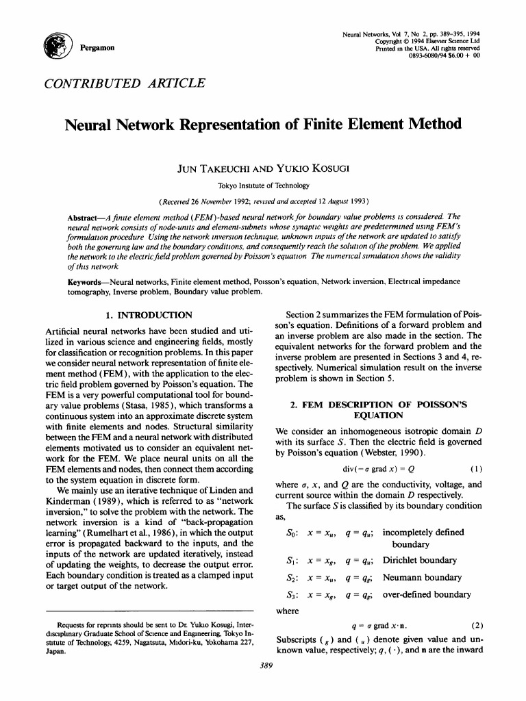 1994 - Neural Network Representation (34 Cited) | PDF | Finite Element ...