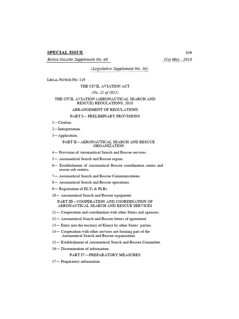 Legal Notice No 119 120 121 Civil Aviation | PDF | Search And Rescue