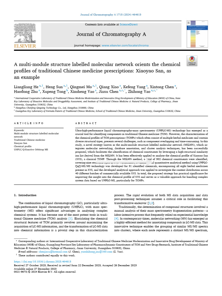 A Multi-Module Structure Labelled Molecular Network Orients The ...