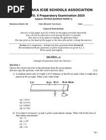 KISA Physics Question Paper 2025