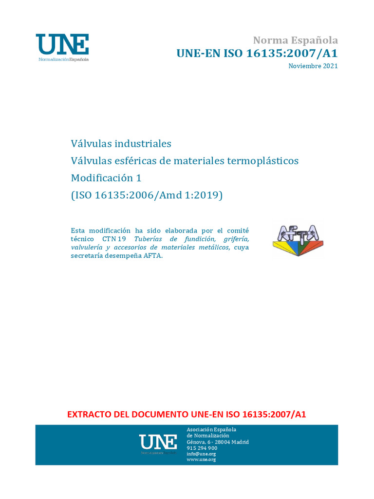 Modificación UNE-EN ISO 16135:2007/A1 | PDF | Tornillo | Ingeniería de ...