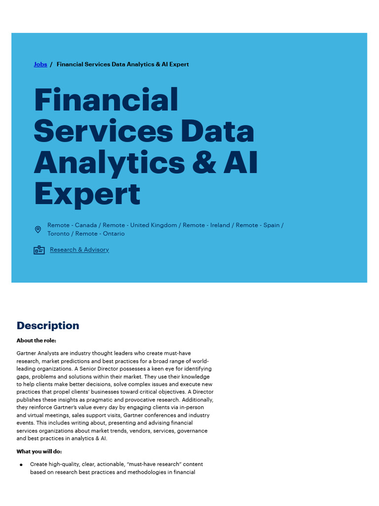 Financial Services Data Analytics Role | PDF | Artificial Intelligence ...