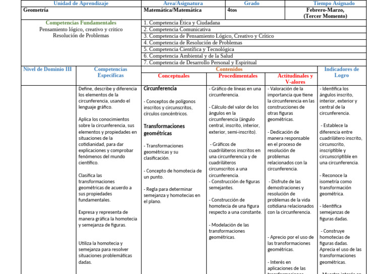 Geometría y Transformaciones 4to Grado | PDF | Geometría | Ángulo
