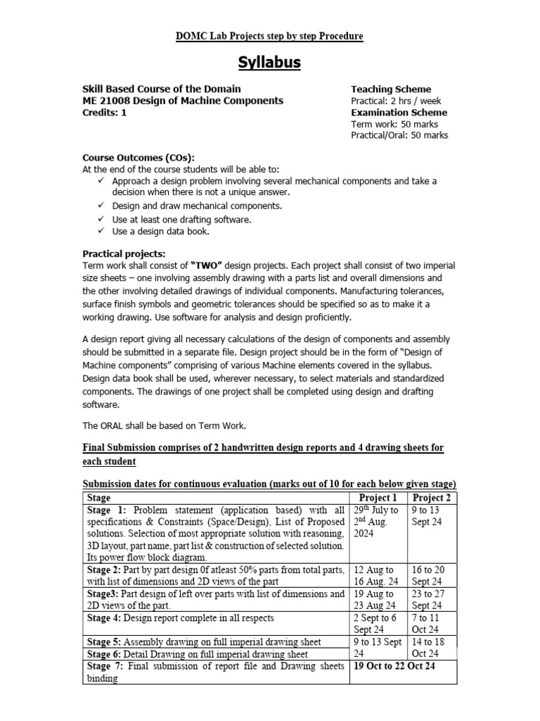 DOMC Lab Subm Deadlines-Step by Step Design Procedure 24-25 | PDF ...