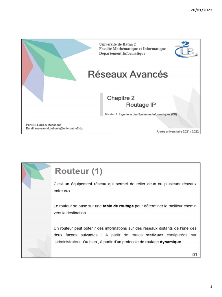 Routage IP : Concepts et Protocoles | PDF | Routage | Adresse IP