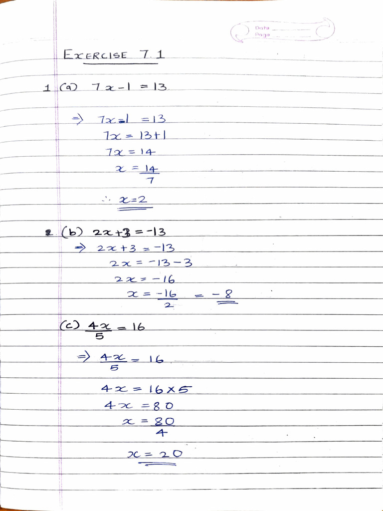 Linear Equations Exercise | PDF | Mathematics
