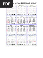 2025 South Africa Calendar with Holidays | PDF | Observances | Holidays