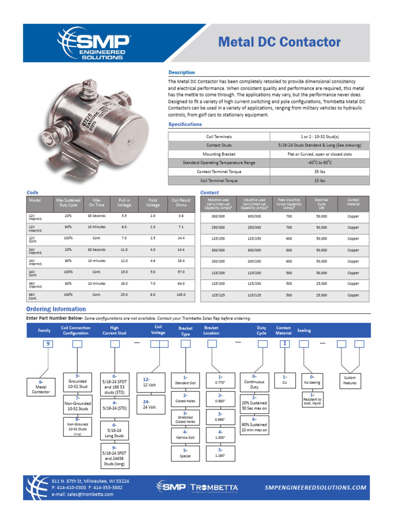 Metal DC Contactor | PDF | Inductor | Physical Quantities