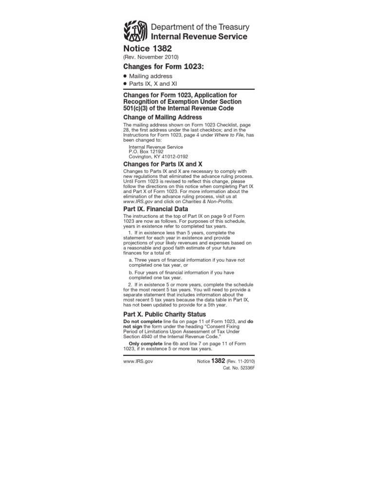 IRS Form 1023 - 501c3 Application For Recognition of Non Exemption ...