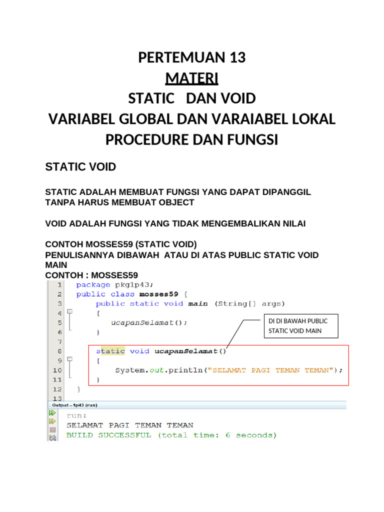 Pemahaman Static dan Void dalam Java | PDF
