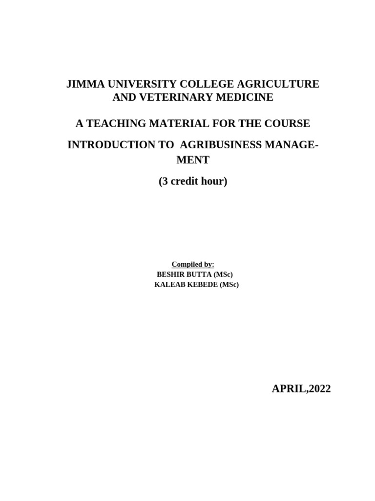 Introduction to Agribusiness Management | PDF | Agriculture | Agribusiness