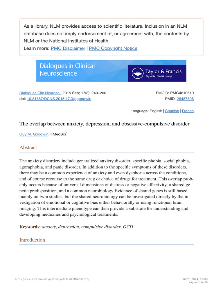Overlap of Anxiety, Depression, and OCD | PDF | Mental Disorder | Anxiety