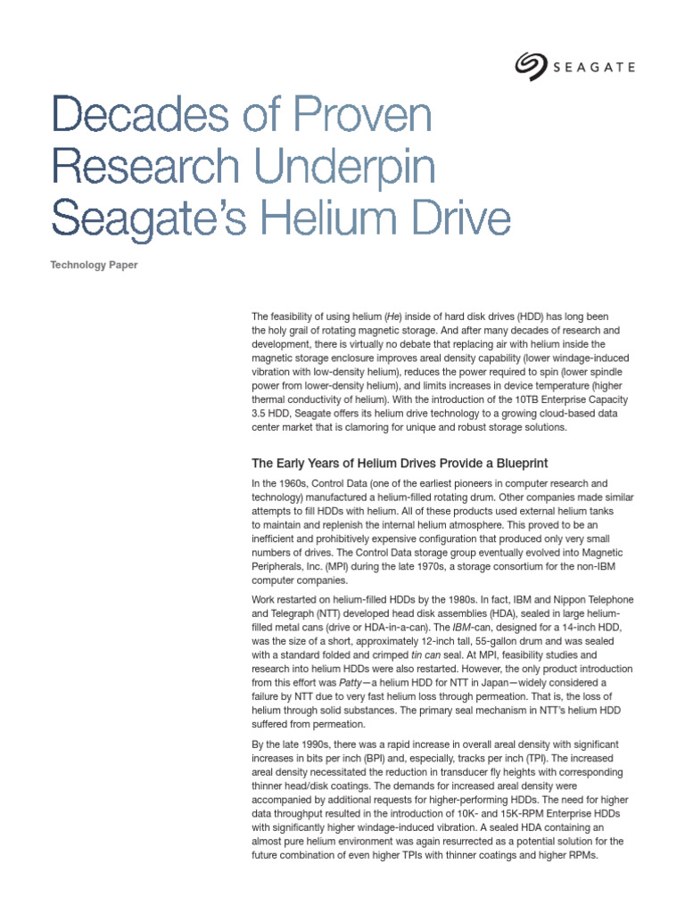 Helium HDD Technology Evolution | PDF | Hard Disk Drive | Computer Data ...
