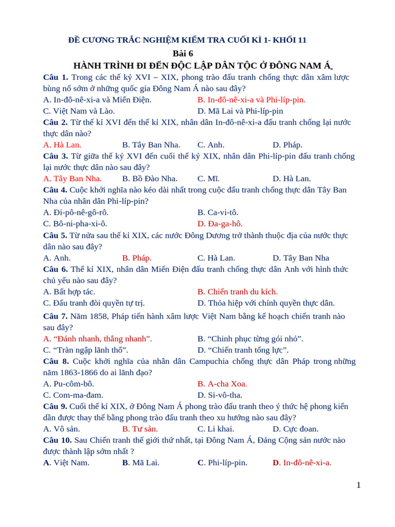 Đáp Án TN 11 | PDF