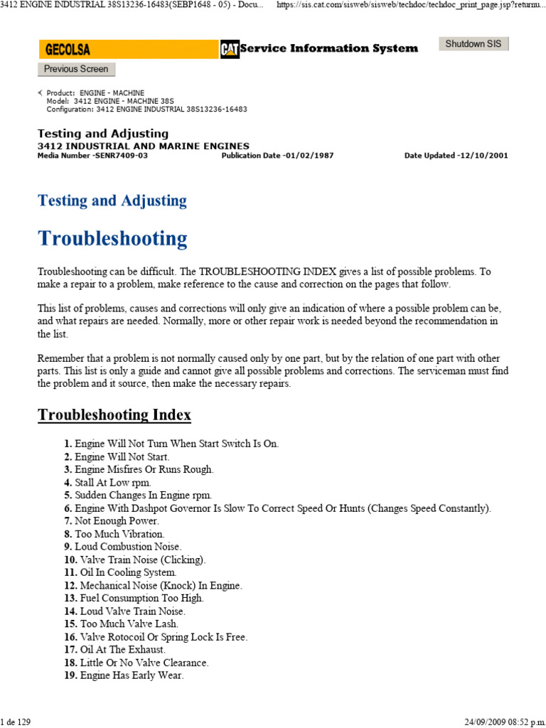 3412 Engine Troubleshooting Guide | PDF | Engines | Pump