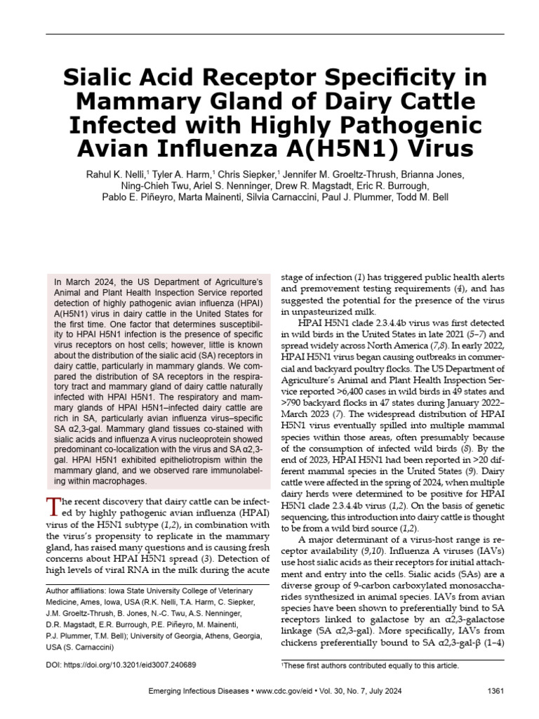 24-0689 | PDF | Avian Influenza | Influenza A Virus Subtype H5 N1