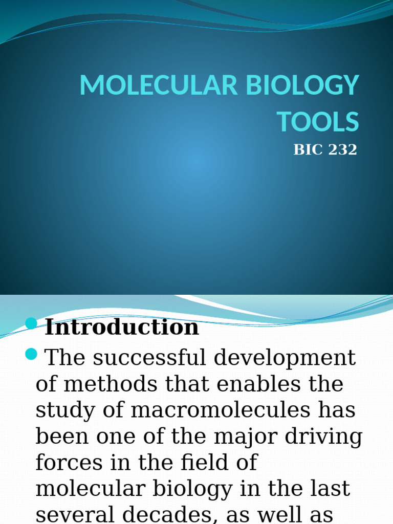 Molecular Biology Tools Overview | PDF | Polymerase Chain Reaction ...
