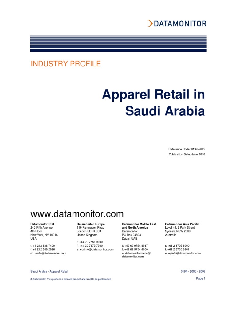 Apparel Retail in Saudi Arabia PDF Retail Supply Chain