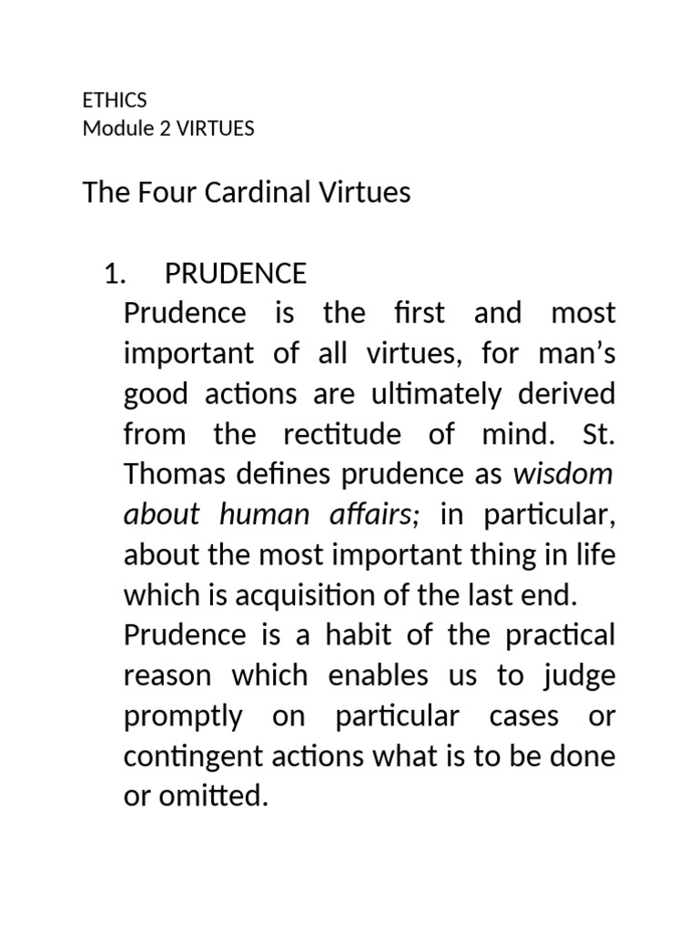 Understanding the Four Cardinal Virtues | PDF | Courage | Prudence