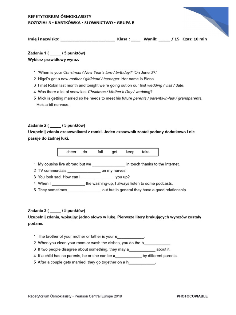 Unit 3 Vocabulary Test B | PDF