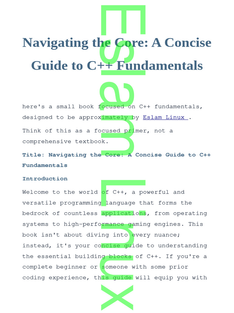 Navigating The Core: A Concise Guide To C++ Fundamentals | PDF | C++ ...
