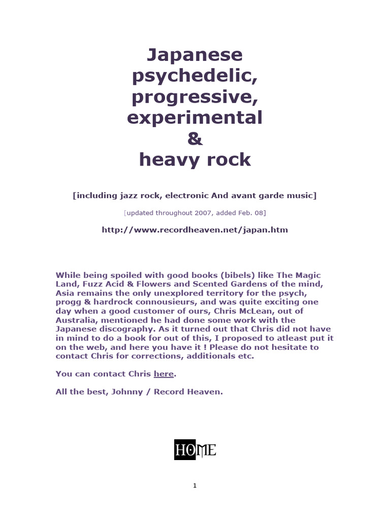 Japanese Psychedelic, Progressive, Experimental & Heavy Rock - by