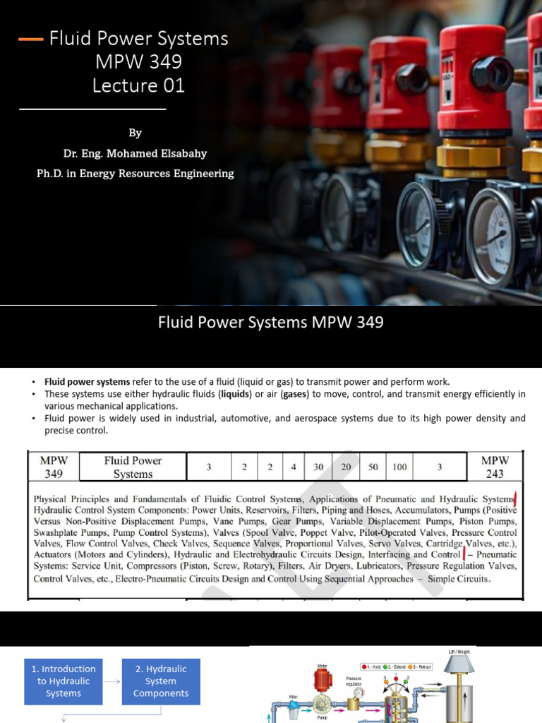 Fluid Power Systems Overview MPW 349 | PDF | Hydraulics | Pneumatics
