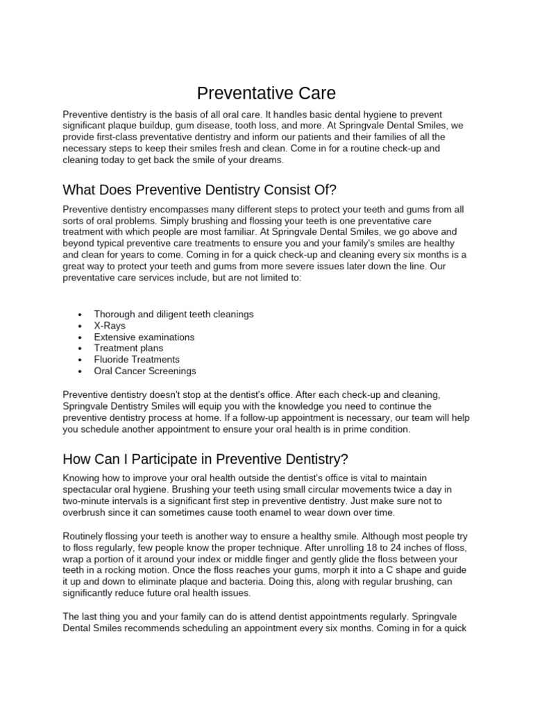 Preventive Dental Care for Families | PDF | Dentistry | Oral Hygiene