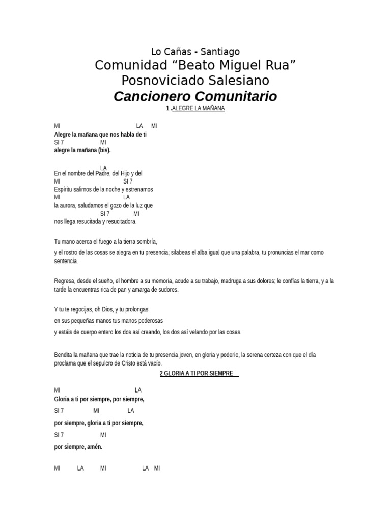 Cancionero Comunitario Salesiano | PDF | Cristo (título) | Amor